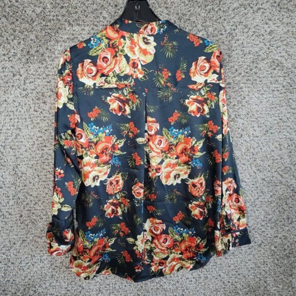 John Mark Top Womens‎ Small Floral Print Tunic V-Neck Long Sleeve Blouse Ladies - Picture 7 of 7